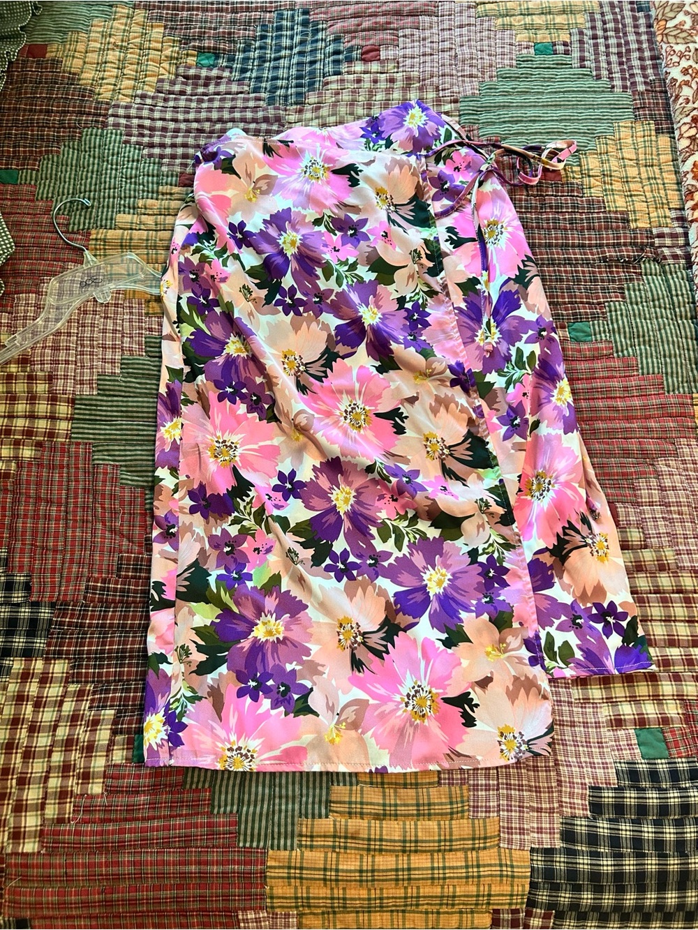 Lulu's Pink & Purple Floral Midi Skirt